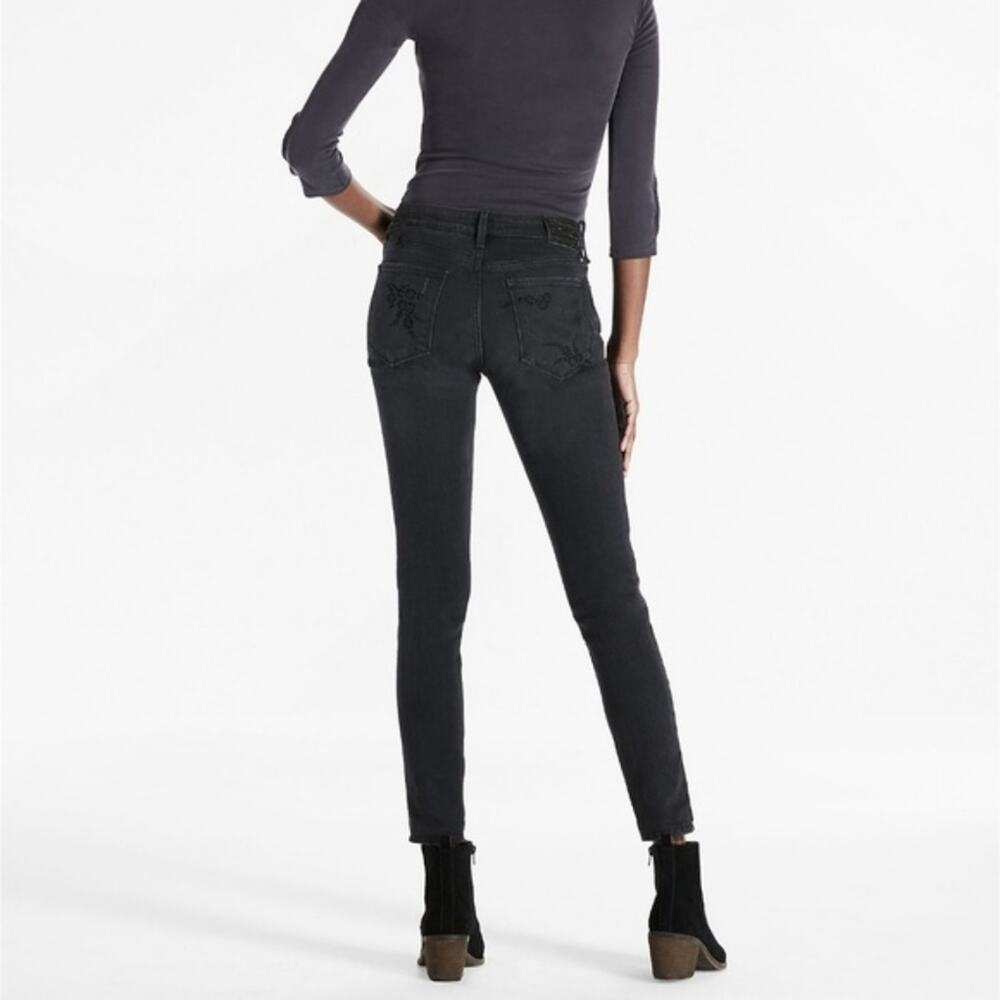 Lucky Brand Black Ava Skinny Jeans with Velvet Floral Detail - Picture 2 of 8